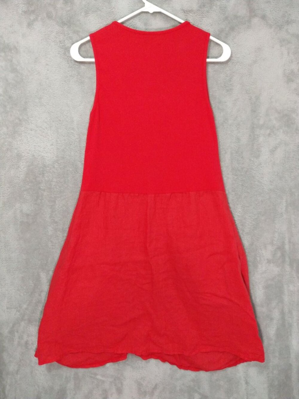 Inizio Red Linen Magic Pocket Sleeveless Tank Scoop Neck Dress Womens Medium - Picture 2 of 7